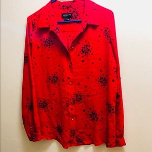 Red Liz Claiborne Button Down Blouse